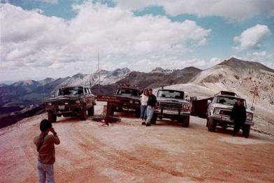 On top of the Wolrd!  Imogene Pass with CFSJA Ouray Recon, 13114 feet elevation - 9/02/00